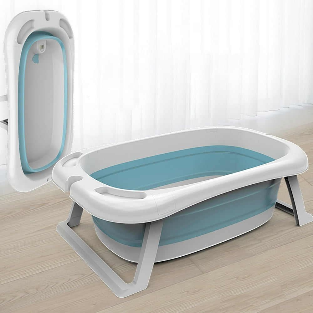 Portable Washing Tub Folding Baby Bathtub w/ Cushion Collapsible