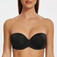 thumbnail image 3 of MELENECA Women's Stay Put Padded Cup with Lift Underwire Push Up Strapless Bras Black 44C, 3 of 5