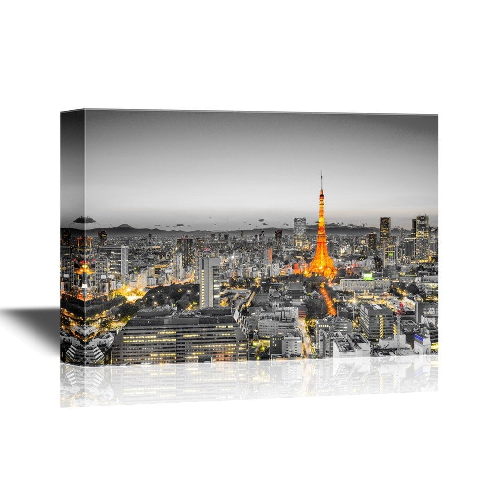 wall26 Canvas Wall Art Tokyo, Japan Skyline at Tokyo Tower Gallery Wrap Modern Home Decor