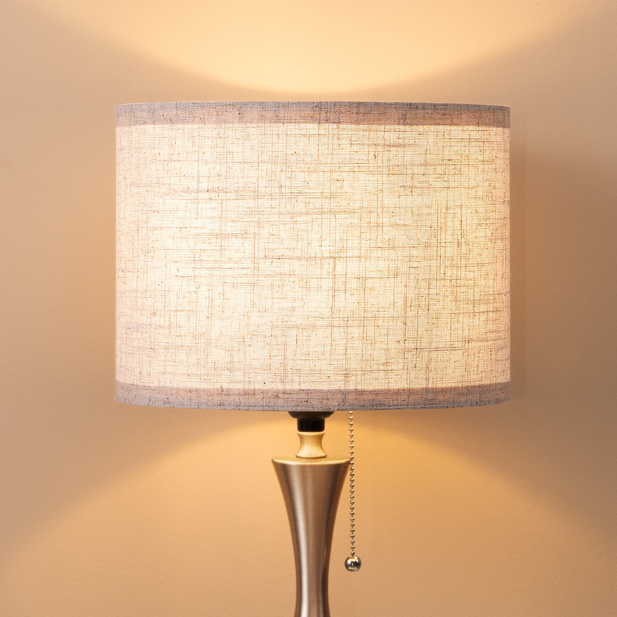 EDISHINE Table Lamps for Living Room Bedroom Modern Bedside Lamp with Beige Linen Shade Metal Body E26 Light Bulb Base