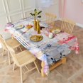 thumbnail image 4 of Pioneer Flower Floral Print Pattern Rectangle Tablecloth 60"x102",Waterproof Polyester Rectangle Table Cloth, Wipeable Spillproof Polyester Tablecloth for Dining, Camping, Indoor and Outdoor, 4 of 6