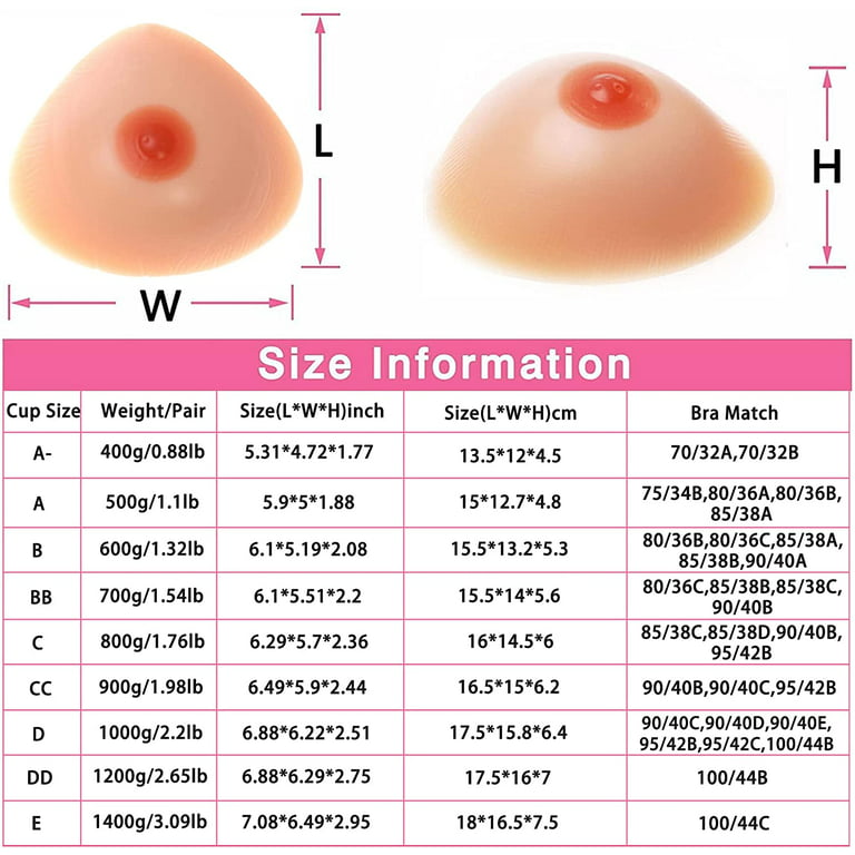 Silicone Breast Forms Triangle Bra Enhancer Inserts CrossDresser Cosplay  Mastectomy B Cup 600g/pair 