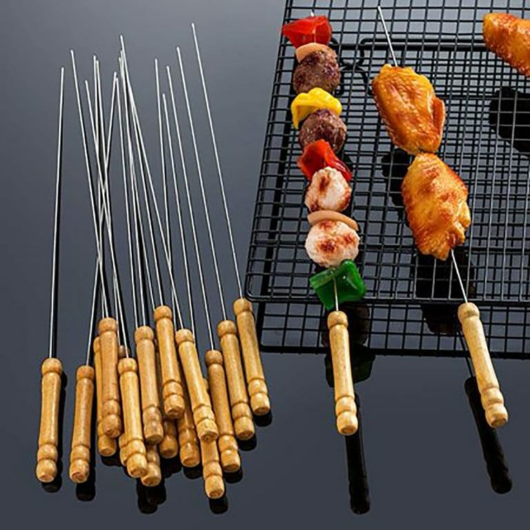 12PCS Long Stainless Steel Roasting Sticks Kabob Skewer with Wood Handle BBQ Camping Cookware 12 inch Walmart