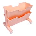 thumbnail image 4 of Double Layer Movable Deskside Bookshelf Removable Small Bookcase Dormitory Organize Trolley Shelf Pink, 4 of 5