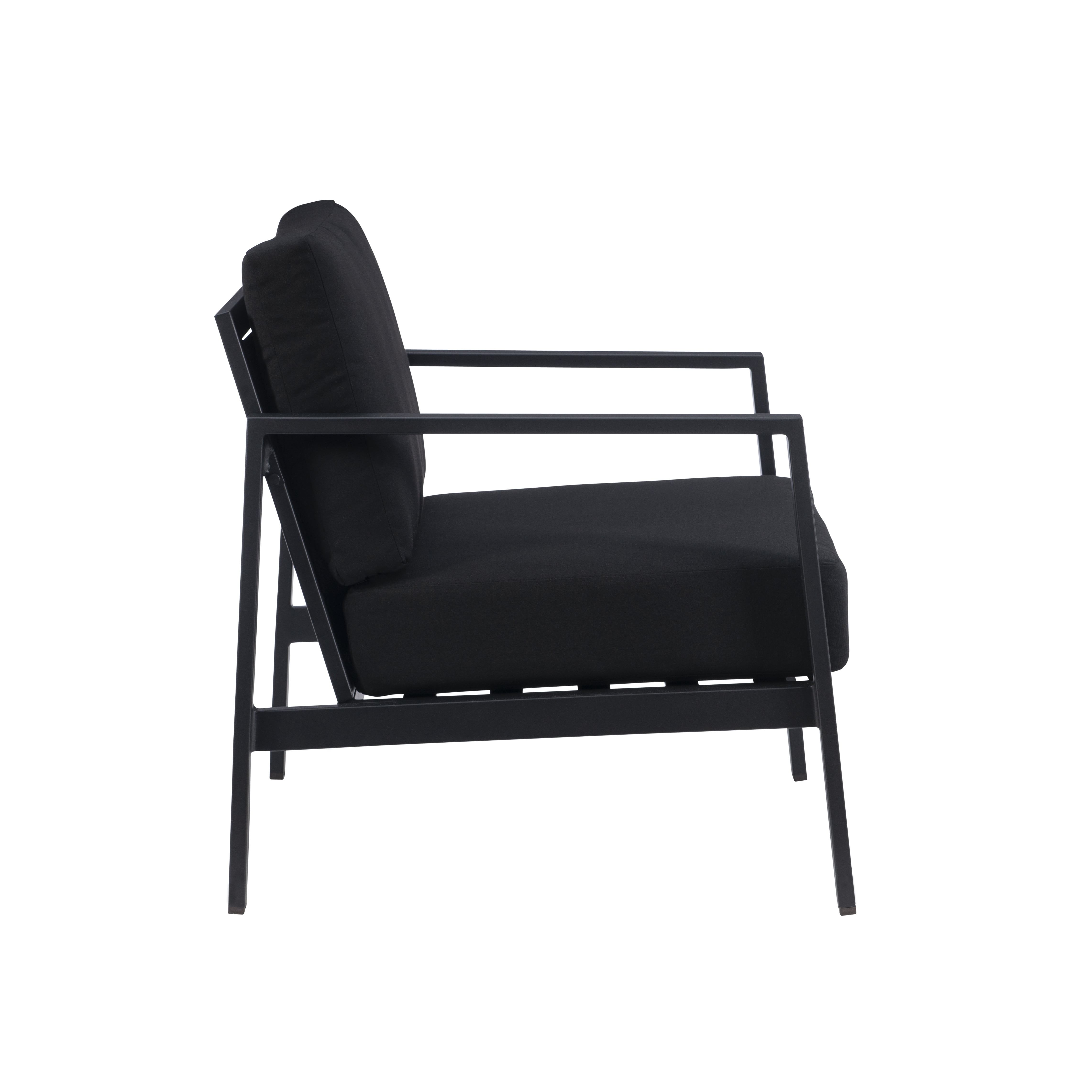 Linon Arlington Metal Outdoor Lounge Chair with Cusions, Black