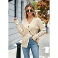 thumbnail image 5 of Women's Long Sleeve Cable Knit Sweater Open Front Cardigan Button Loose Outerwear, 5 of 7