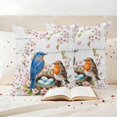 thumbnail image 3 of Spring Birds Pillow Covers 2 Pack Watercolor Bird Nest Eggs Pink Floral Leaf Plant Wood Grain Pillowcase Waterproof Outdoor Throw Pillow Cover for Patio Garden Square Cushion 26”x26”, 3 of 9
