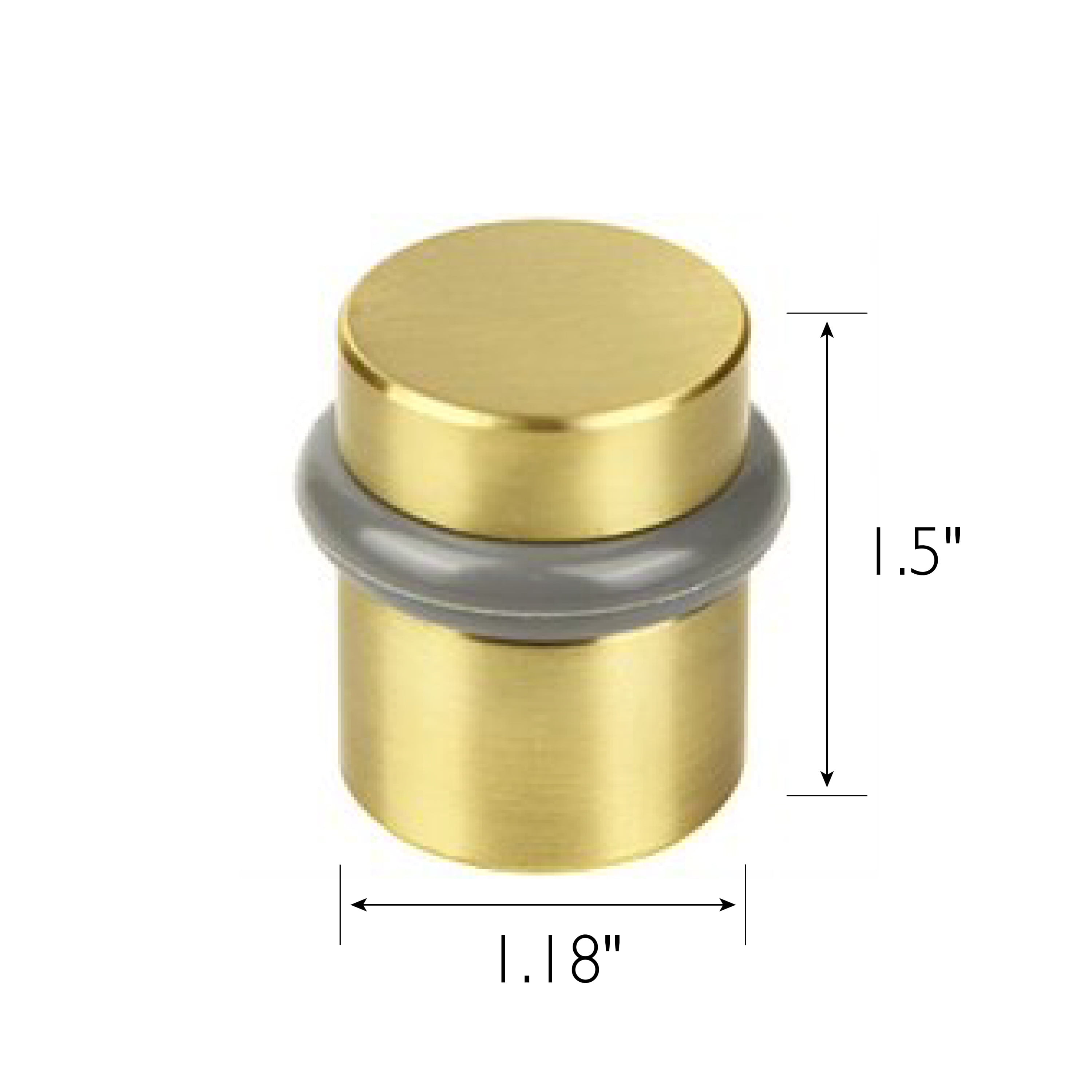 Design House 2-Pack Modern Cylindrical Floor Mounted Door Stops with Rubber Bumper, Satin Brass