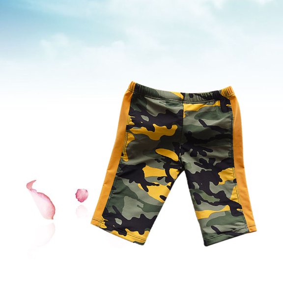 LABSERRON 1Set Boys Swim Trunks Short High Elastic Waistband in Yellow Camouflage for Beach Activities