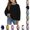 Black, variant on YOUYEDIAN Oversized Sweatshirts for Girls Fall Fashion Color Block Turtleneck Fleece Pullover Tops Loose Long Sleeve Hoodie