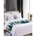 thumbnail image 4 of Xipuska Abstract Teal Gold Bed Runners for King Size Bed, Decorative Bed Throws for Foot of Bed, Green White Wall Art Textured Bed Runner Sofa Throw Bedding Scarf Protector Slipcover/Hotel, 4 of 6