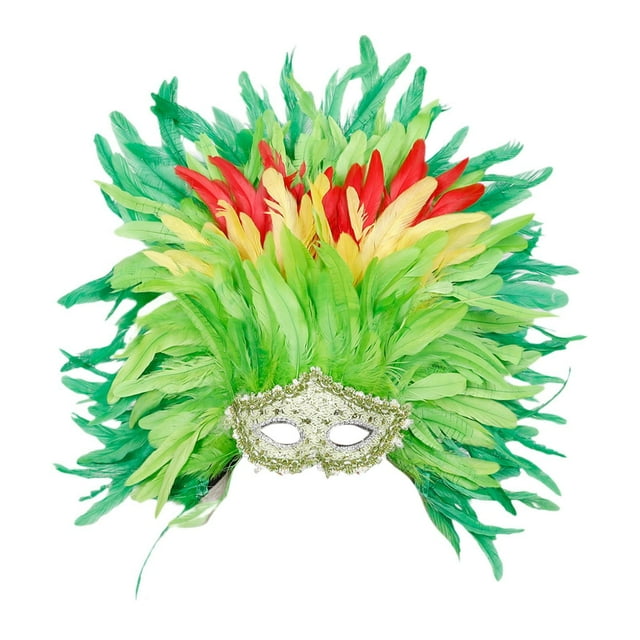 Tocado de plumas para disfraz, máscara de plumas, tocado decorativo para cosplay Verde