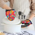 thumbnail image 6 of Non-Slip Mini Oven Mitts With Duck Beak Design Are Easy To Take Off And Wear And Easy To Hang For Oven Pot Tripod Barbecue Casserole Red Tie Dye Background Rainbow Colors (5) 2pcs, 6 of 7