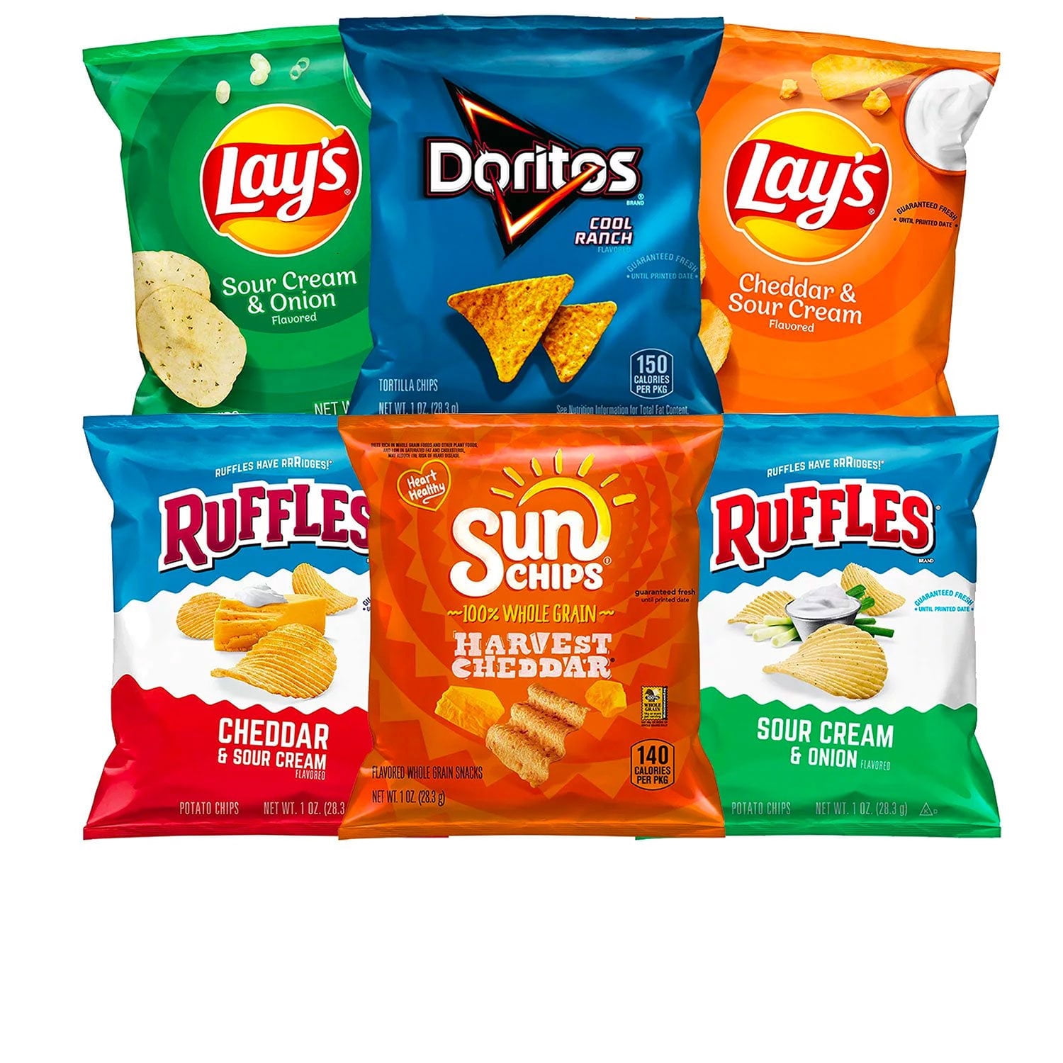 Frito-Lay Cool & Tangy Variety Pack Chips, Assorted Snack Bags, 50 Pack