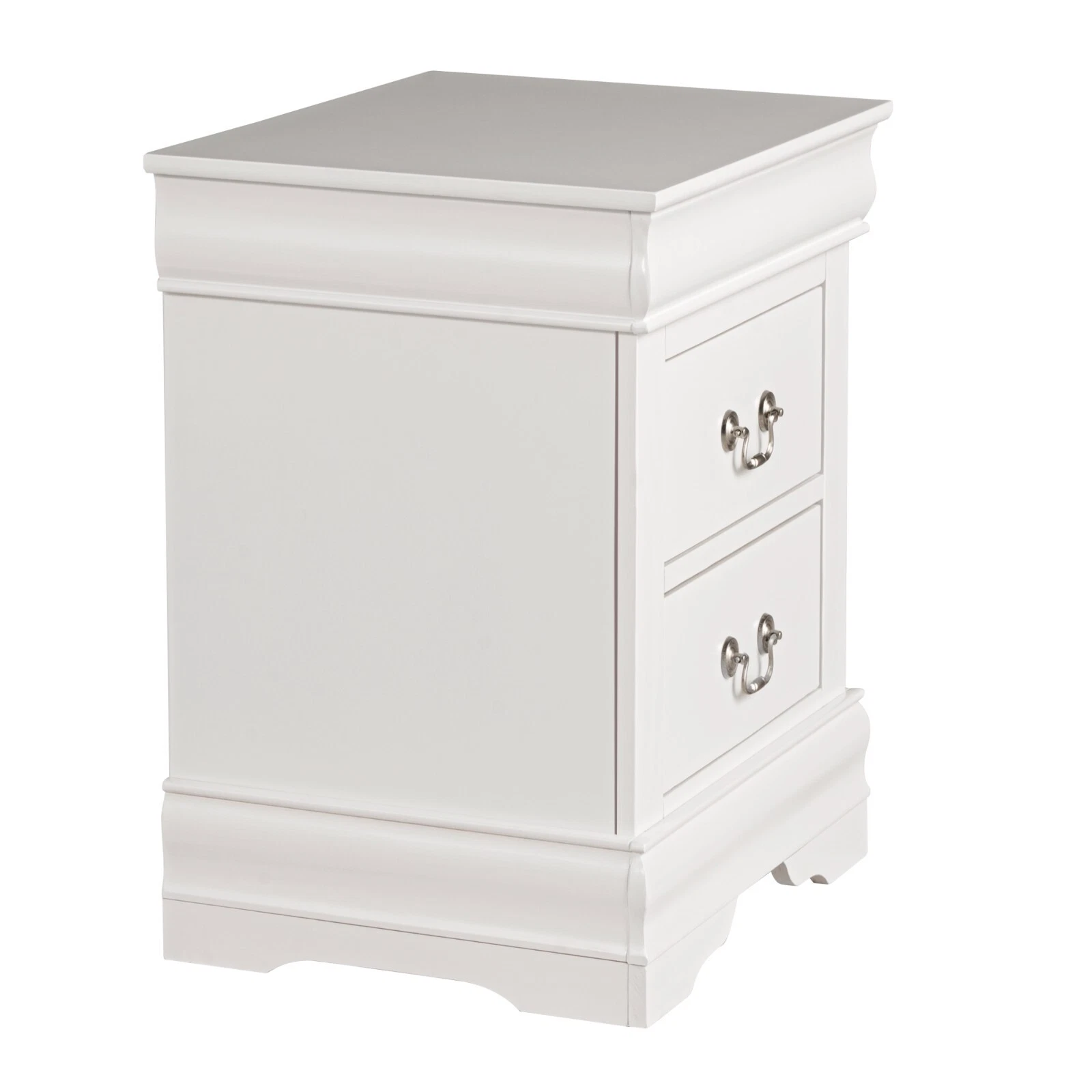 Fully Assembled Nightstand with 2 Drawers Solid Wood End Table Traditional Style Bedroom Funiture 1PC