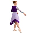 thumbnail image 2 of inlzdz Robe de Danse Imprimée pour Filles, Manches Longues, Bloc de Couleur, Asymétrique, Liturgique, Église, Rose 16, 2 of 5