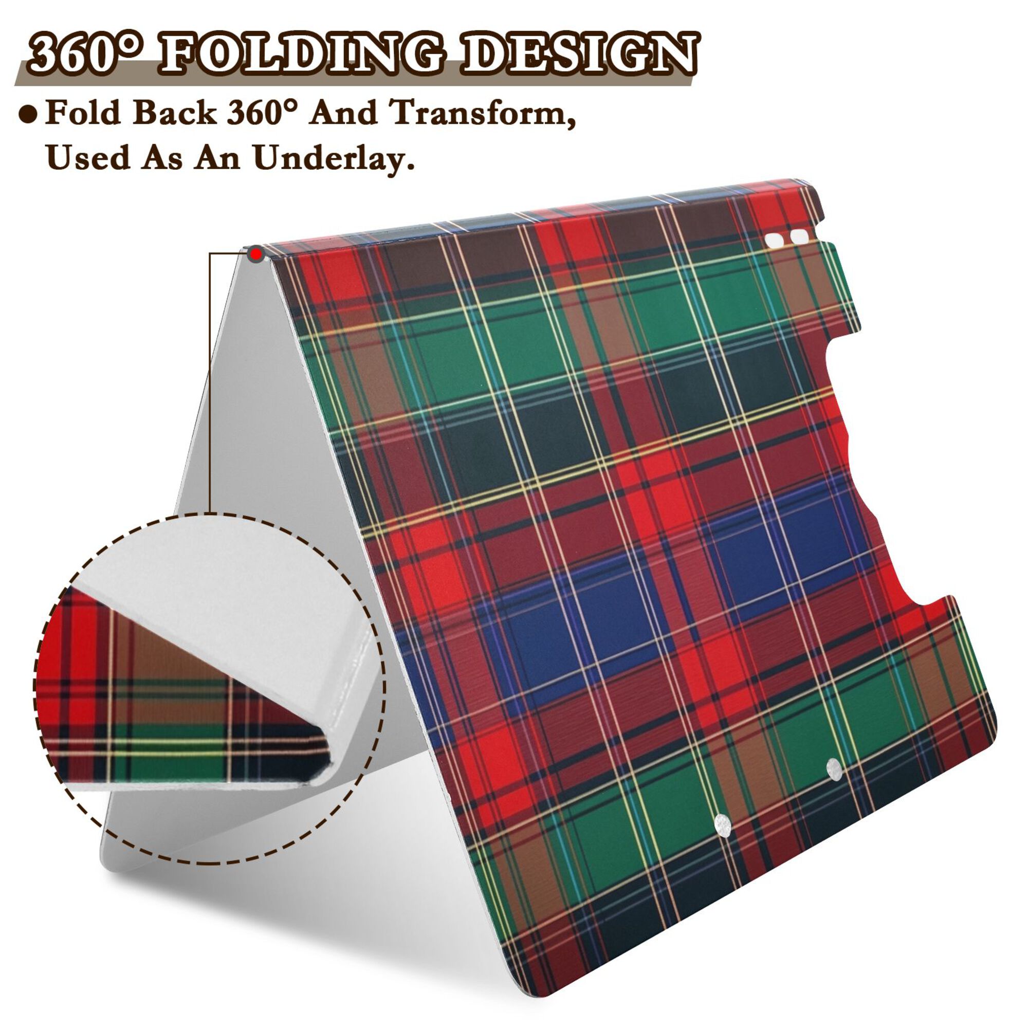 FORMRS A4 Clipboard Folder with Pen Holder Horizontal Foldable School Office Binder, Red Green Pattern