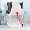 thumbnail image 4 of Floral Soft Flannel Fleece Throw Blanket, Delicate Rose Love Depiction Romantic Smoky Art, Cozy Plush for Indoor and Outdoor Use, 50" x 60", Dark Coral Rose, by Ambesonne, 4 of 5