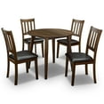 thumbnail image 4 of Furniture of America Comiga Wood 5-Piece Round Dining Table Set in Walnut, 4 of 7
