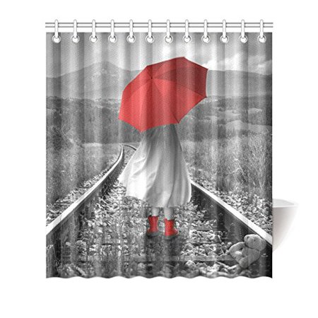 Yusdecor Funny Hipster Girl With A Red Umbrella On Tracks House Decor Shower Curtain For Bathroom Decorative Bathroom Shower Curtain Set 66x72 Inch Walmart Canada