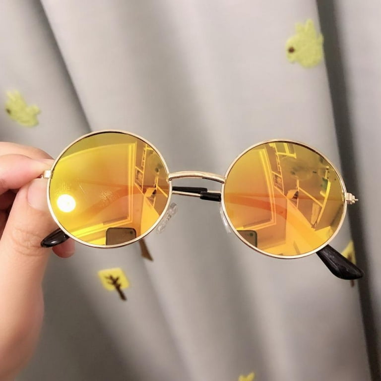 Kids Child Size Hippie Round Circle Lens Tie Dye Gradient Metal Sunglasses