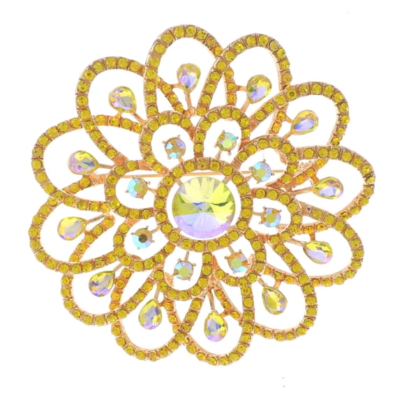 Large Crystal Flower Brooch
