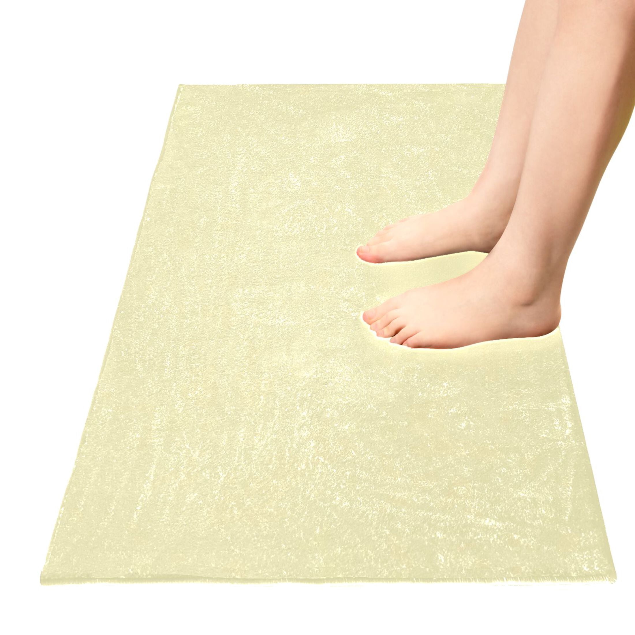 Pale Yellow Bath Mat 39x20 Non-Slip Bathroom Rugs Absorbent Soft Plush Quick Dry for Tub Shower Kitchen Home Decor