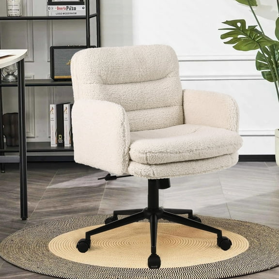 Flysky Adjustable Home Office Chair(300lbs), Modern Mid Back Computer Chair Beige