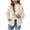 Beige, variant on Women's Plush Jacket, Casual Solid Color Hooded Drawstring Jacket, Jacquard Design for Fall and Winter, Soft and Warm, Perfect for Relaxed Fit and Comfort,Beige L