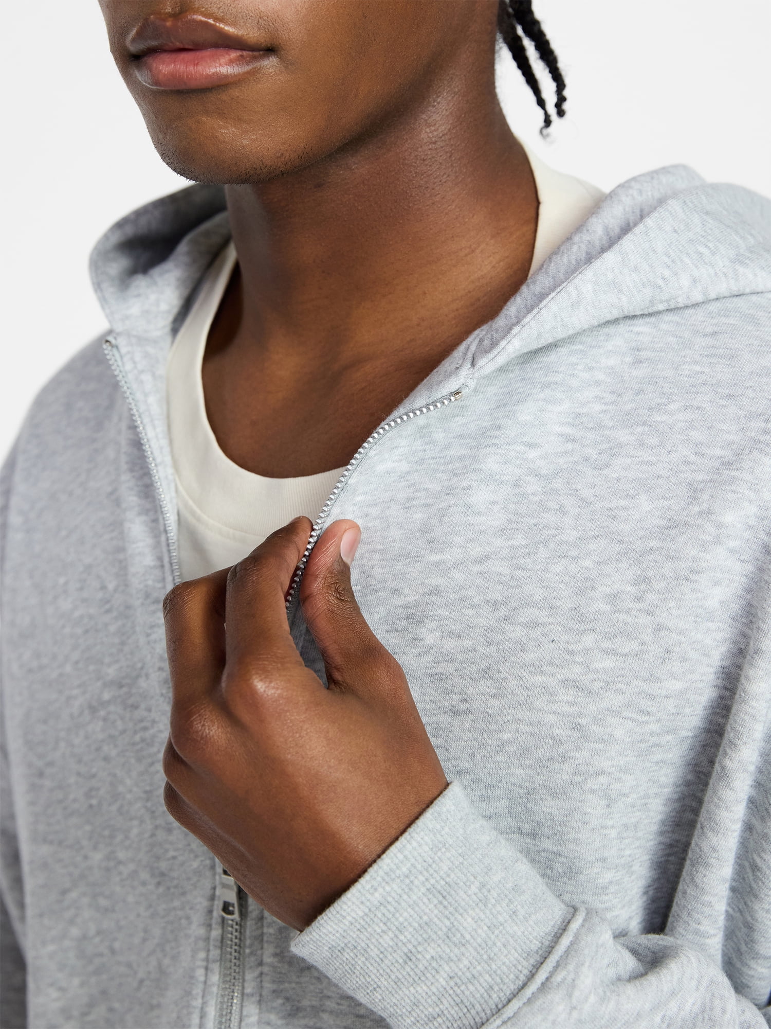 No Boundaries Zip Hoodie with Long Sleeves, Men's XS-4XLT