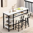 thumbnail image 4 of Lamerge Bar Dining Table Set for 2, 3 Piece Bar Table and Chairs Set, Kitchen Counter Height Dining Table Set, Small Kitchen Bar Table with Storage, Breakfast Nook Set for Small Space, White+Black, 4 of 10