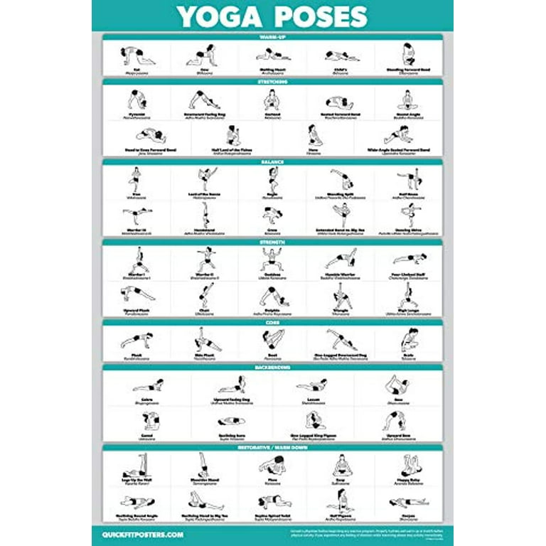 QuickFit Yoga Poses Poster - Beginner Yoga Position Chart