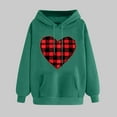 thumbnail image 2 of Goodeals Online Deals,Cute Valentines Day Sweatshirt for Women Love Heart Pullover Sweatshirts Buffalo Plaid Graphic Hooded Tops Girls Funny Spring Clothes(Army Green,XXL), 2 of 5