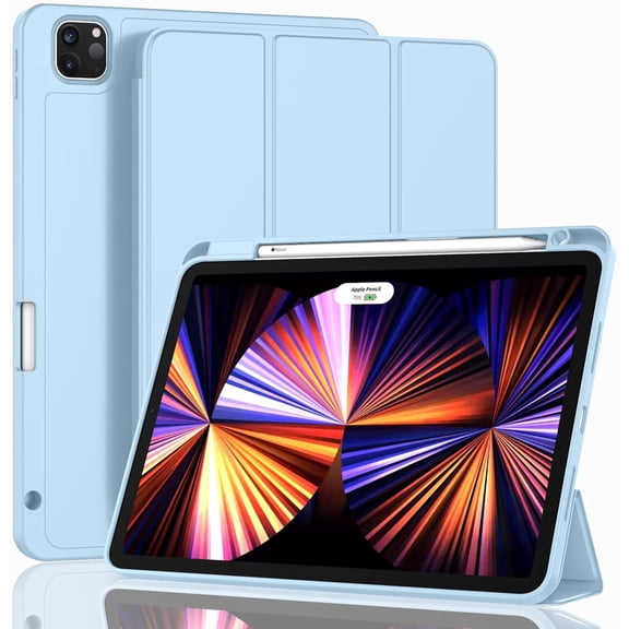 New iPad Pro 11 Inch Cover 2021(3rd Gen)/2020(2nd Gen) with Pencil Holder, Smart iPad Cover [Support Touch ID & Auto Wake/Sleep]