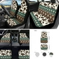 thumbnail image 2 of Jeiento Southwest Aztec 17 Pcs Car Interior Cover Set Car Front Rear Seat Cover with Floor Mats Cow Print Armrest Cover Seatbelt Pads Steering Wheel Cover Ethnic Style Coaster Keychain, 2 of 8