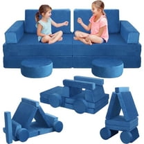 Modular Kids Play Couch Convertible Toddler Building Fort Sofa and Cushion Child DIY Floor Sofa for Sleeping Playroom Bedroom for Boys and Girls
