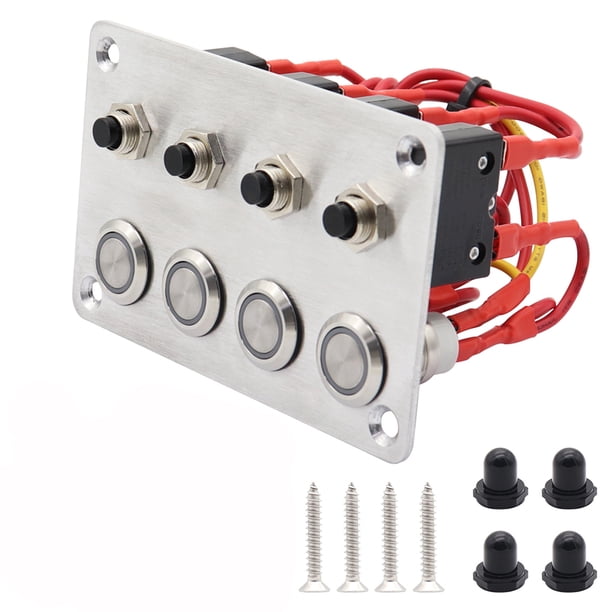 Speravity Panel de interruptor de palanca para caravanas de remolque de 4 vías, pieza de repuesto de acero inoxidable, accesorio de mantenimiento de Bombillas para automóviles Speravity VI017611-00