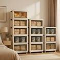 thumbnail image 5 of Tzou 4-tier Collapsible Stackable Storage Bins with Lockable Wheels & Lids, 55cm Wide Clear Plastic Organizer Drawers, Dustproof, Tool-Free Assembly for Closet, Bedroom, Office, 5 of 7