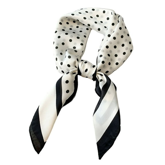 70cm Polka Dots Square Scarf Neck Scarves Kerchief Neckerchief Headband for Women - black