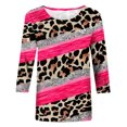 thumbnail image 5 of Pompotops T-shirt Ample à Imprimé Léopard pour Femme, Manches 3/4, Col Rond, Haut Décontracté, Liquidation, 5 of 5