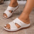 thumbnail image 5 of CYMMPU Women's Hollow Rivet Wedge Slide Sandals, Open Toe Cutout Platform Slip On Slippers, Casual Summer Daily Walking Shoes White 37, 5 of 9