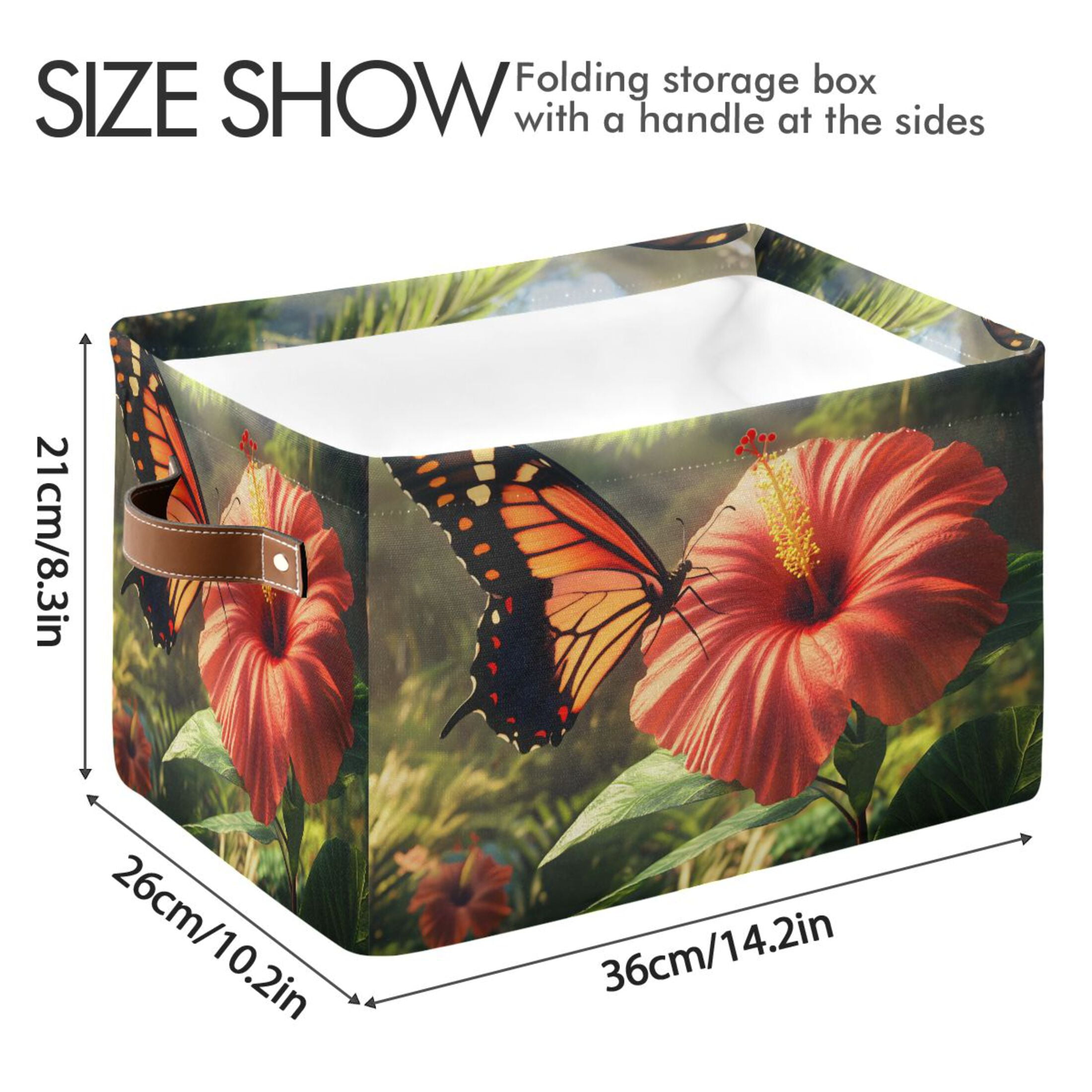 Ryvnso Butterfly on Flowers Storage Basket Large Bin Foldable Boxes Toys Organizer 14.2x10.2x8.3in 2 PCs
