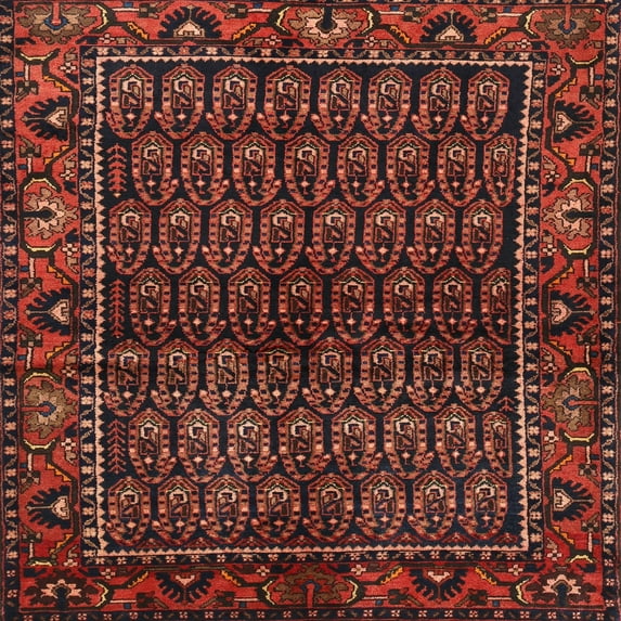 Ahgly Company Machine Washable Indoor Square Traditional Sienna Brown Area Rugs, 3' Square