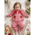 thumbnail image 5 of Loicainy Baby Toddler Girl Fall Outfit 3 6 9 12 18 24 Months 2T 3T Puff Long Sleeve Square Neck Plaid Tops Pants Clothes Set, 5 of 9