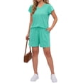 thumbnail image 6 of MOSHU Womens Pajamas Sets V Neck Tops and Drawstring Shorts Sets with Pockets Two Piece Lounge Sets Oufits, 6 of 12