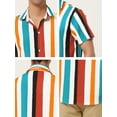 thumbnail image 6 of INSPIRE CHIC Men's Shirts Summer Striped Button Short Sleeve Beach Shirts S Red White Blue, 6 of 6