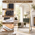 thumbnail image 5 of BEAUTYPEAK 76"x 35" Oversized Full Length Mirror Arch Standing Floor Mirror Full Body Mirror, Gold, 5 of 9