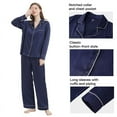thumbnail image 3 of FELFEMO Womens Satin Pajamas Loungewear Two-piece Sleepwear Button-Down Pj Set, 3 of 6