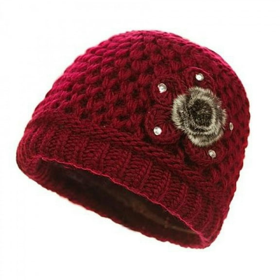 Wancir French Thicken Women's Flowers Knitted-Woolen-Hat Fashion Beanie-Hat Lady Crochet-Bucekt-Hat for Winter
