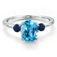 thumbnail image 3 of Gem Stone King 14K White Gold Swiss Blue Topaz and Blue Sapphire Engagement Ring for Women | 2.55 Cttw | Oval 9X7MM | Gemstone November Birthstone | Size 8, 3 of 6